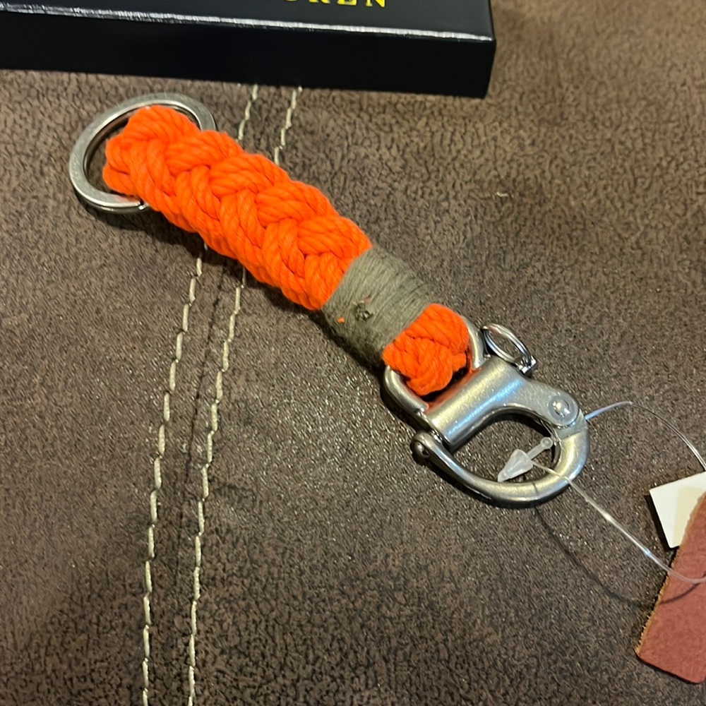 Polo Ralph Lauren cotton keychain key chain nautical new lanyard FOB orange